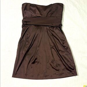 Elegant Brown Strapless Dress